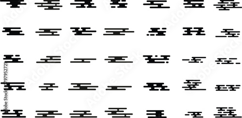 Japanese Style Clouds Icons Set, Asian Minimalist and Oriental Art Vector Collection