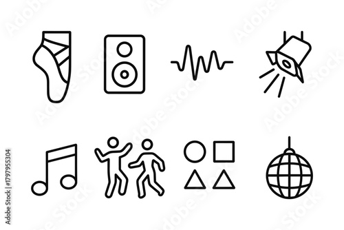 Minimalist dance and music icons for creative projects