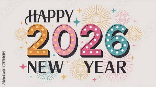 2026 happy new year text effect design
