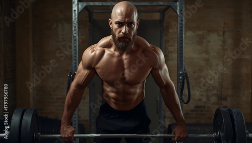Strong Athlete Lifting Weights in a Gym During Workout Session