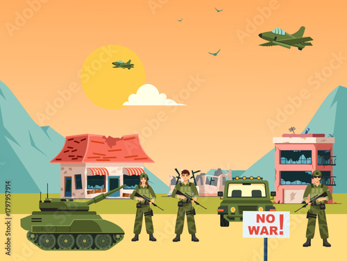 Army Operation & Civilian Evacuation Scene