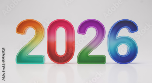 Colorful 2026 year digits shiny and vibrant representing the upcoming new year celebration