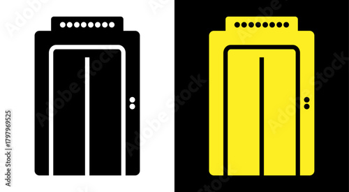 Elevator lift icon created in outline style. Flat vector illustration presenting a clear lift symbol for use in navigation, signage and interface design. Modern elevator icon set displayed