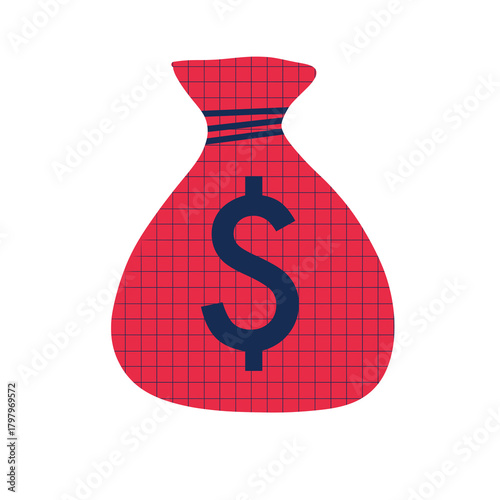 dollar sign icon red simple money bag