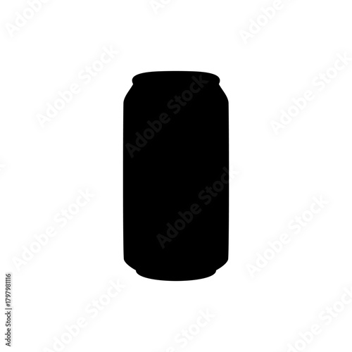 Drink can silhouette vector flat design on white background.