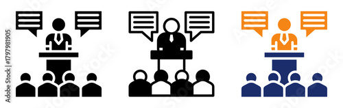 Conferences Icon Collection Glyph & Mixed Style 