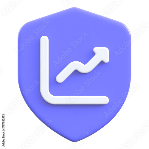 investment growth concept with arrow graph inside shield 3d icon