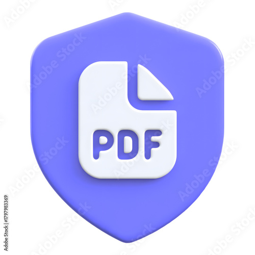 Pdf protection concept with shield 3D icon