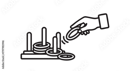 ## **32. Ring toss game outline icon vector**
