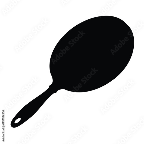 Silhouette of Hand Mirror for Hair Styling and Personal Grooming Purposes