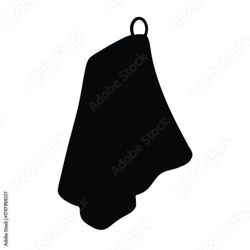 Silhouette of Towel for Drying Hands or Body After Washing and Cleaning