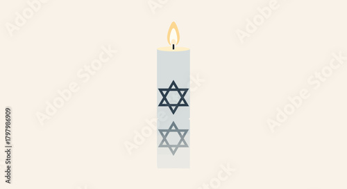Symbolic luminance illuminating tradition: A candle adorned with the Star of David