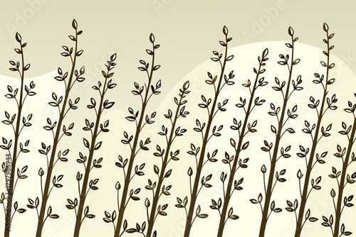 Hand drawn willow branch pattern for your design
