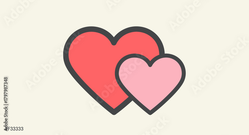 Two hearts in different shades of pink side by side symbolizing love and affection for graphic