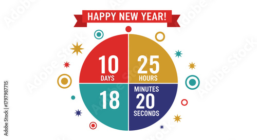 Festive countdown illustration marking the time until the new year celebration