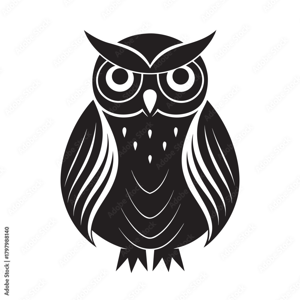 Fototapeta premium Majestic Owl Silent Watcher Silhouette Illustration