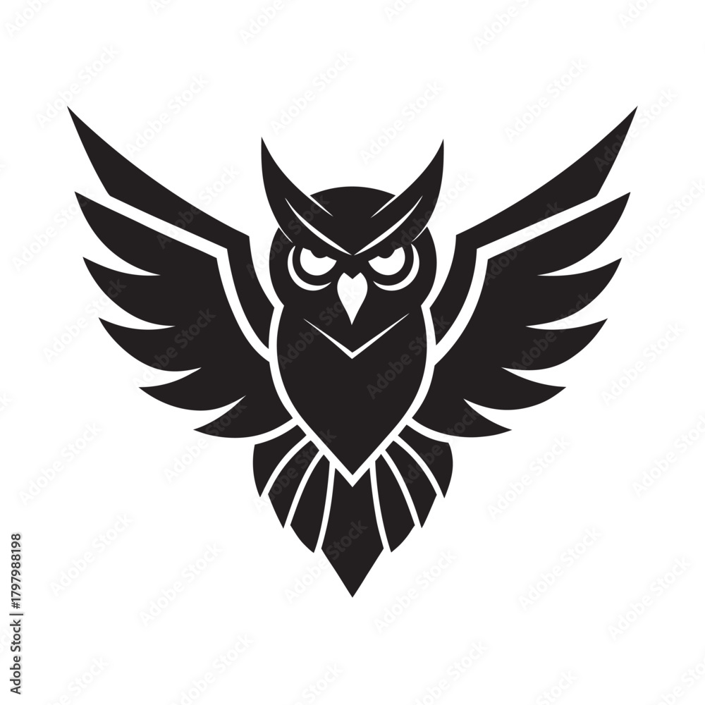 Obraz premium Majestic Owl Dark Wing Silhouette Icon