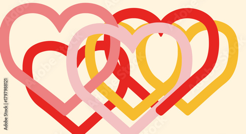 Intertwined hearts creating a love symbol illustration, conveying unity and connection through