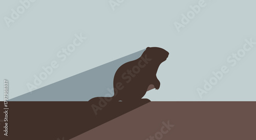 Stylized illustration of a standing beaver, creating a visually engaging composition and subtle