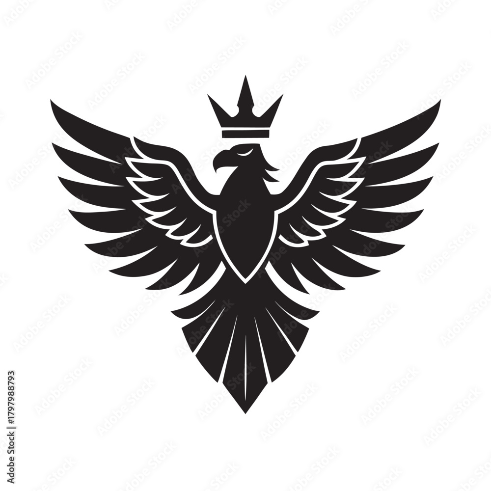 Obraz premium Royal Crowned Eagle Emblem Silhouette Design