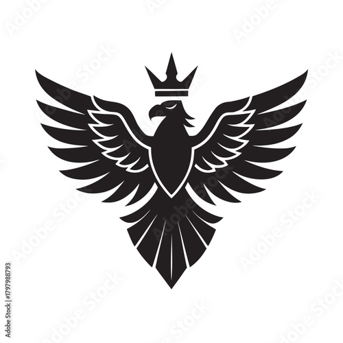 Royal Crowned Eagle Emblem Silhouette Design