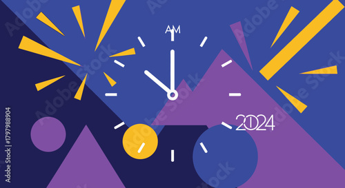Abstract celebratory composition announcing the arrival of new year 2024 with modern design