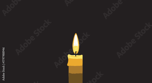 Single candle flame on a dark background radiating soft light and symbolism of hope