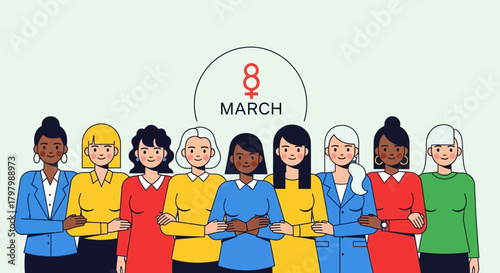 Diverse women embracing for International Women's Day, a celebration of female solidarity and