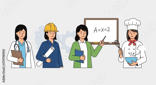 Empowering Women: A diverse array of female professionals showcasing career equality and