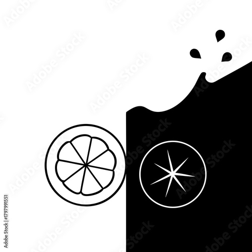 Two citrus fruit halves