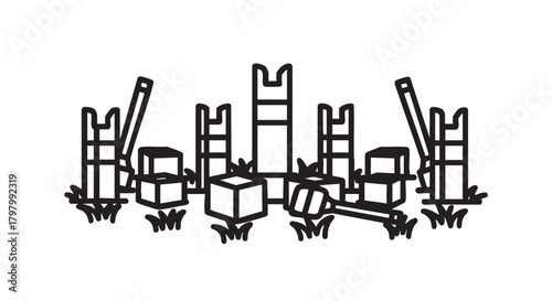 ## **40. Viking chess lawn game outline icon vector**
