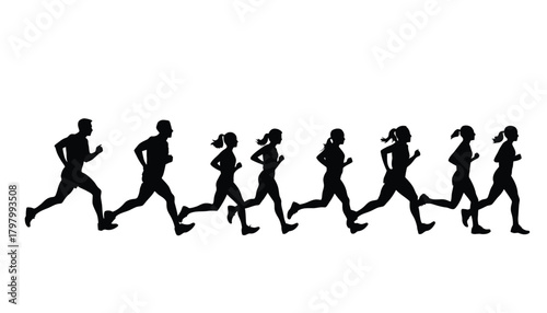  Running and marathon silhouette set