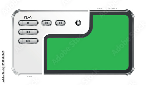 Vector illustration of a retro digital display device with control buttons and a green screen