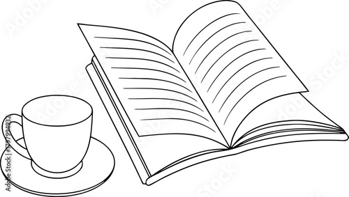 Book and Coffee Cup Still Life Illustration