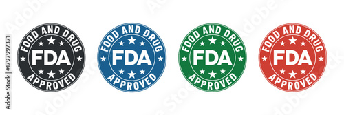 Set of fda approved food and drug administration stamps