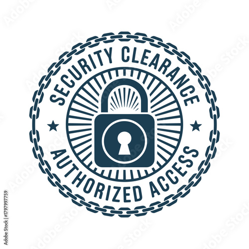 Security Clearance Badge with Padlock Isolated on Transparent Background
