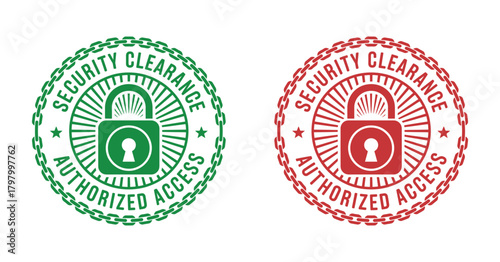 Security Clearance Badge Design with Chain and Padlock