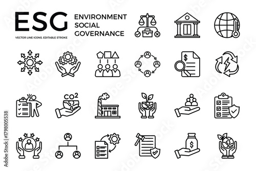 ESG icon collection set