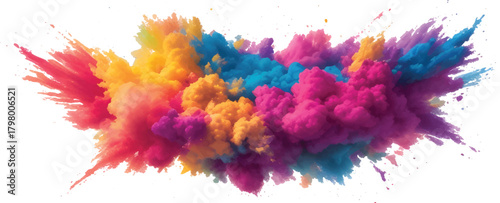 Colorful abstract watercolor paint splashes and ink stains pattern design on white paper texture