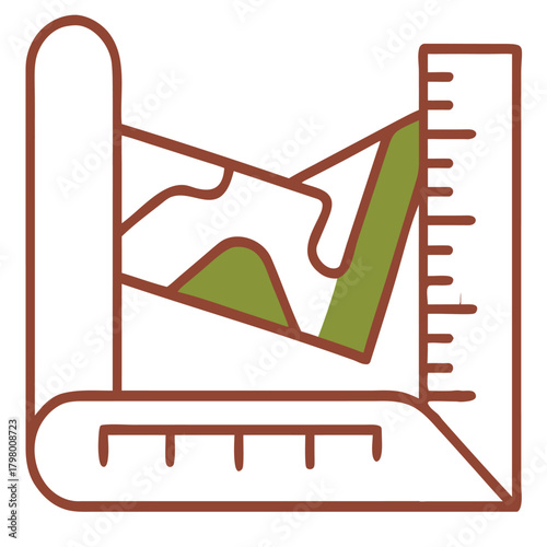 A stylized icon representing land surveying, featuring a theodolite or total station instrument, symbolizing precision and accuracy in measurement