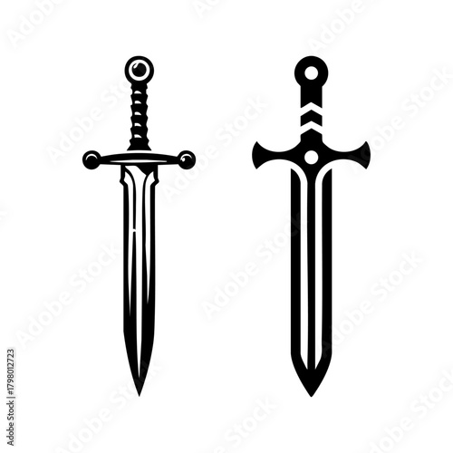 Historical Swords: Iconic swords stand majestically, their blades gleaming with stories of valor and heritage, evoking a sense of ancient battles and enduring legacies. 