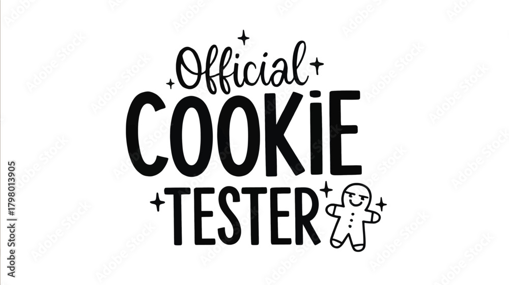Fototapeta premium Official cookie tester silhouette with gingerbread man and sparkles festive holiday baking christmas season design