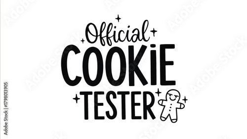 Official cookie tester silhouette with gingerbread man and sparkles festive holiday baking christmas season design
