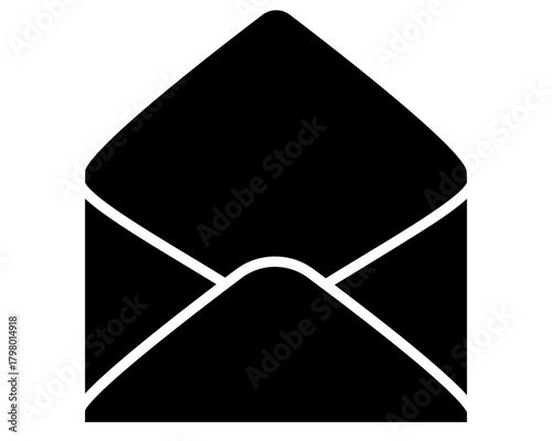 Envelope silhouette vector image for a logo, pictogram, or stencil. Open envelope icon