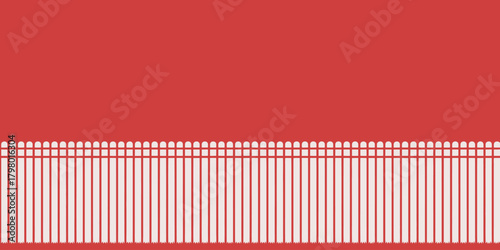 A red background with a white picket fence running along the bottom portion of the image view area