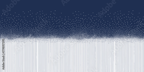 Abstract image with blue background, white dots fading into lines on a white background below