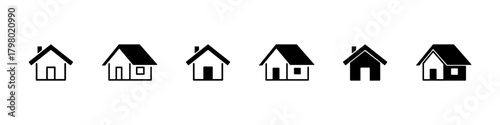 House icon. Home sign vector set. Real estate isolated sign. Home construction black icon. House line design set. Home building vector icons. Real estate silhouette vector set.