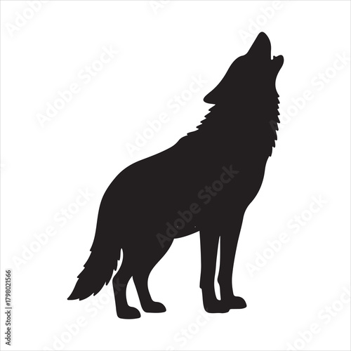 Black Silhouette of a Howling Wolf 