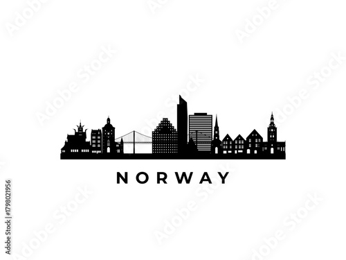 Vector Norway skyline. Travel Norway famous landmarks. Business and tourism concept for presentation, banner, web site.