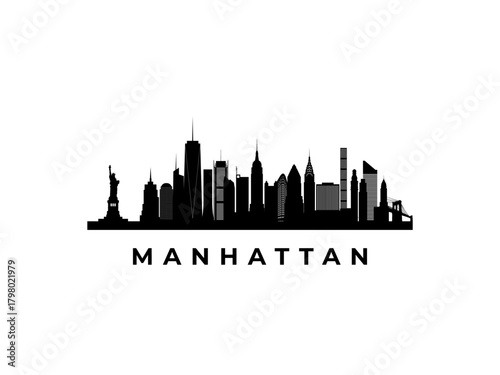 Vector Manhattan skyline. Travel Manhattan famous landmarks. Business and tourism concept for presentation, banner, web site.